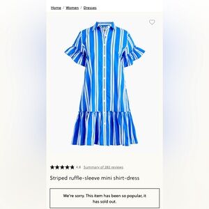 J Crew Factory Blue and White Striped Button-Up Dress - 6P and NWT